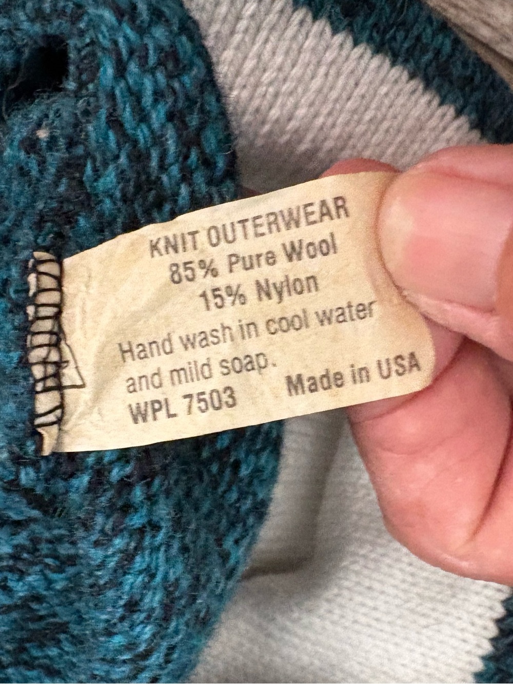 Adult Vintage Teal Husky Knit Wool Beanie - Untitled Brand - Picture 3 of 3